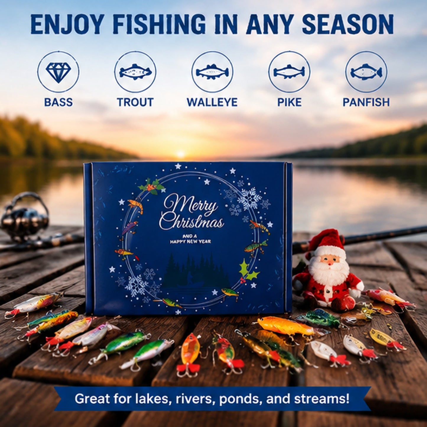 24-Piece Fishing Lure Kit Tackle Box Set - Premium Bass Lures Variety Pack with Poppers  Minnows