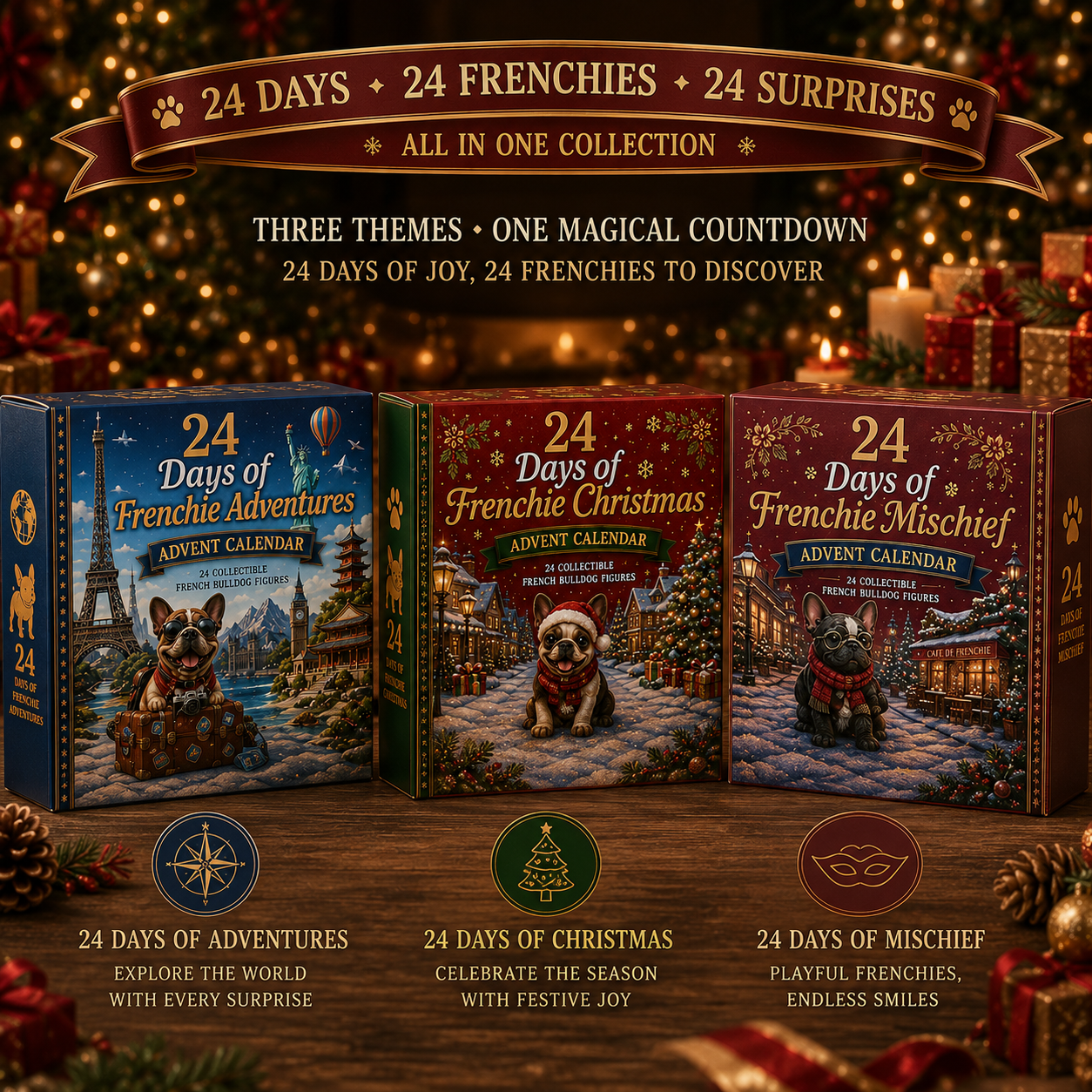 ⏰Christmas Early Bird 50% OFF-🎄🐶 2026 French Bulldog Advent Calendar – 24 Days of Frenchie Mischief