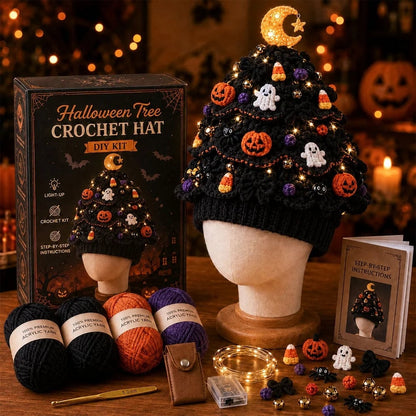 ⏳ Last Day 49% OFF – 🎄Beginner-Friendly Light-Up Christmas Tree Crochet Hat DIY Kit | Complete Kit with Coordinated Yarn, LED Lights & Step-by-Step Guide Included 💕